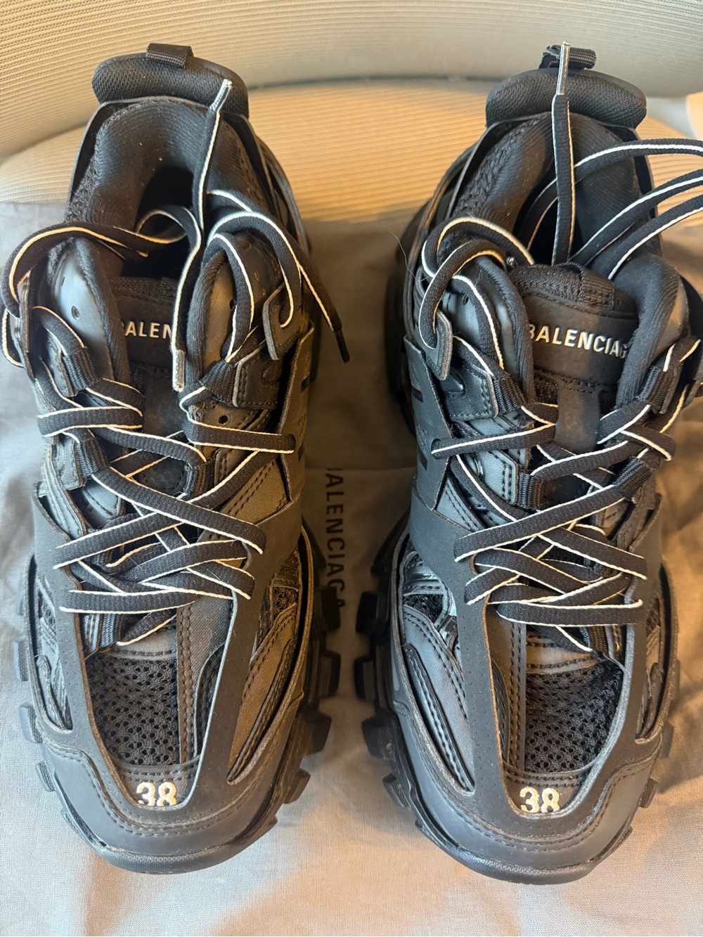 Balenciaga Black Layered Track Sneakers with Reflective Trim